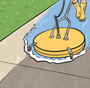 Surface cleaner washing a driveway
