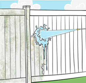 Pressure washing a fence